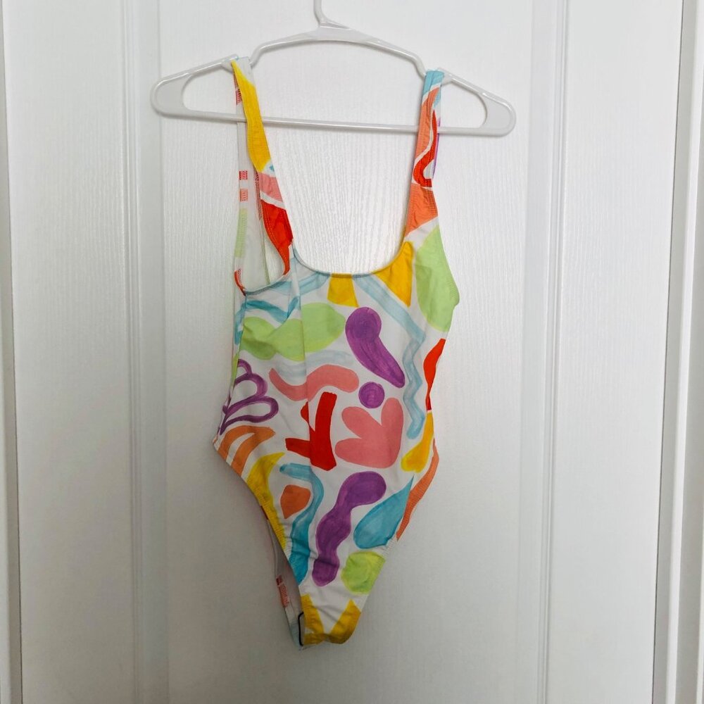 Desigual‎ Biki Arte Abstract Print One Piece Swimsuit Multicolor 18SWMKX7 Size S